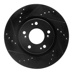 Mitsubishi Galant Brake Rotor (1) - Front Left - R1 Concepts - Drilled & Slotted - Black - `04-`12